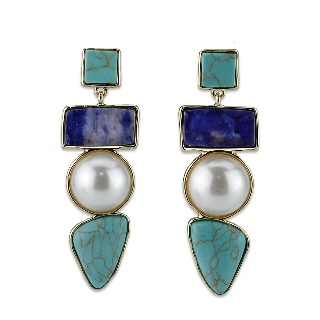 LO4787 - Earring, Brass, Flash Gold, Assorted, MultiColor, N/A Alamode