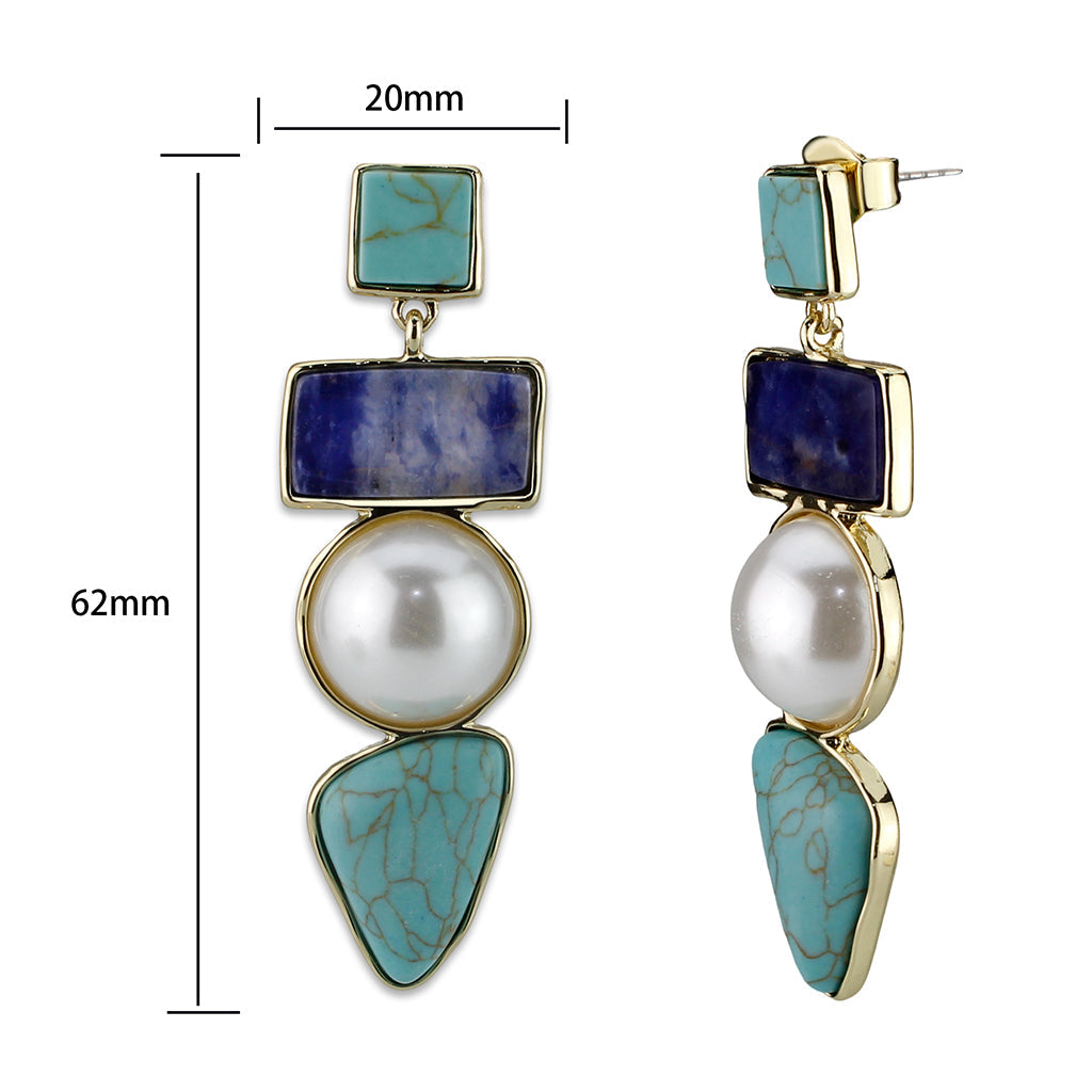 LO4787 - Earring, Brass, Flash Gold, Assorted, MultiColor, N/A Alamode