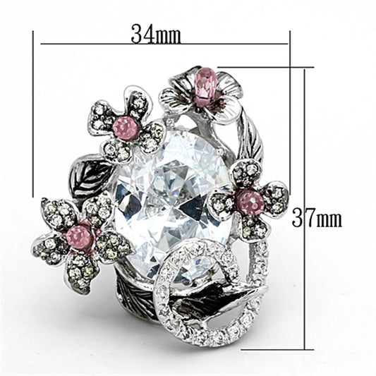 LOA877 - Rhodium + Ruthenium Brass Ring with AAA Grade CZ  in Multi Color-1