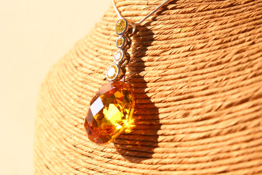 LOAS1388 - 14 K Gold tone 925 Sterling Silver Chain Pendant with AAA Grade CZ  in Yellow-0