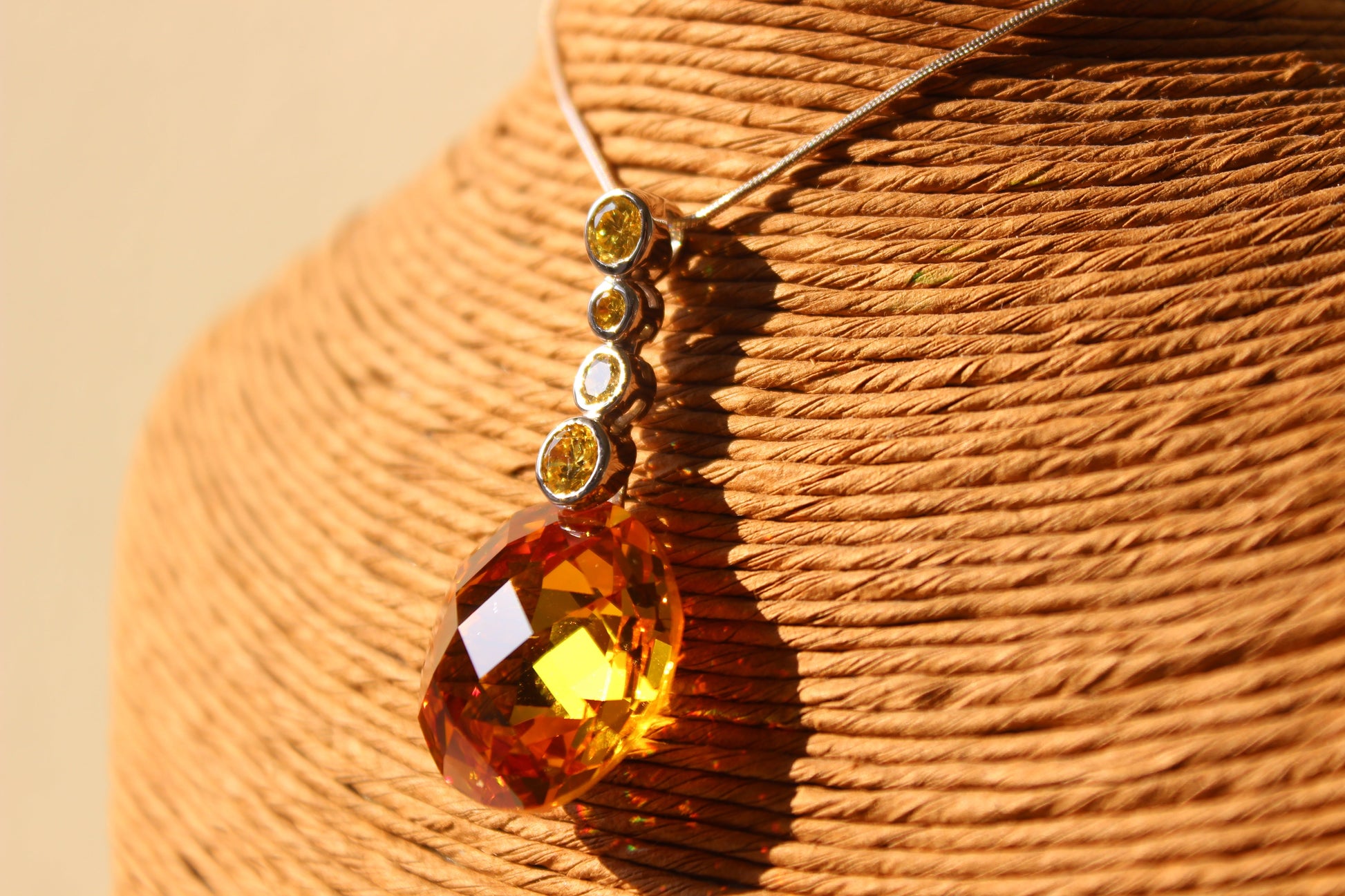 LOAS1388 - 14 K Gold tone 925 Sterling Silver Chain Pendant with AAA Grade CZ  in Yellow-2