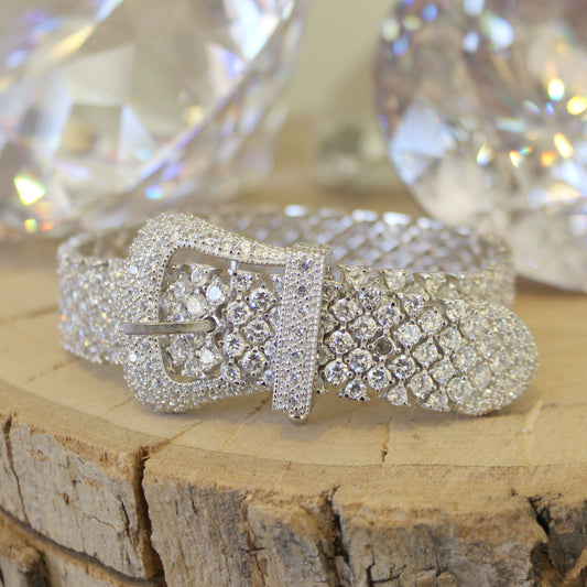 LOS179 - Rhodium 925 Sterling Silver Bracelet with AAA Grade CZ  in Clear-0