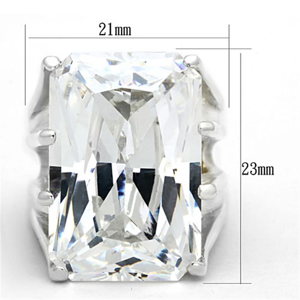 LOS666 - Silver 925 Sterling Silver Ring with AAA Grade CZ  in Clear Alamode