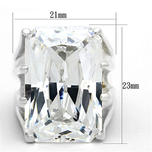 LOS666 - Silver 925 Sterling Silver Ring with AAA Grade CZ  in Clear Alamode