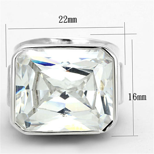 LOS670 - Silver 925 Sterling Silver Ring with AAA Grade CZ  in Clear-1