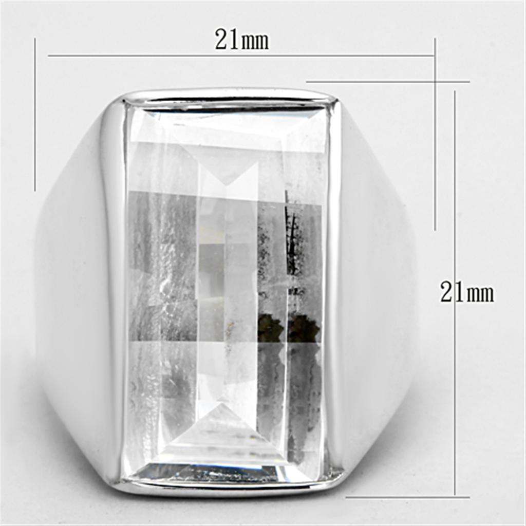 LOS690 - Silver 925 Sterling Silver Ring with AAA Grade CZ  in Clear Alamode