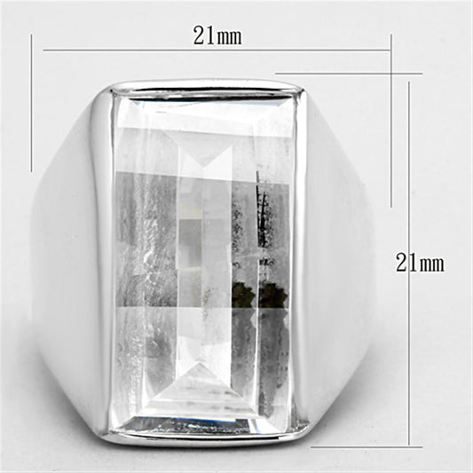LOS690 - Silver 925 Sterling Silver Ring with AAA Grade CZ  in Clear Alamode