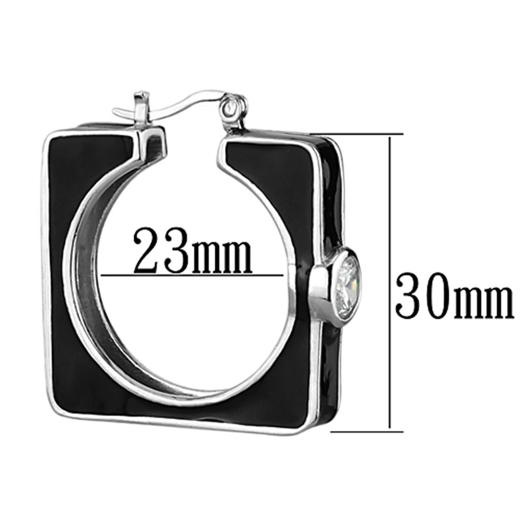 LOS754 - Rhodium 925 Sterling Silver Earrings with AAA Grade CZ  in Clear-1