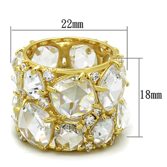 LOS765 - Gold 925 Sterling Silver Ring with AAA Grade CZ  in Clear Alamode