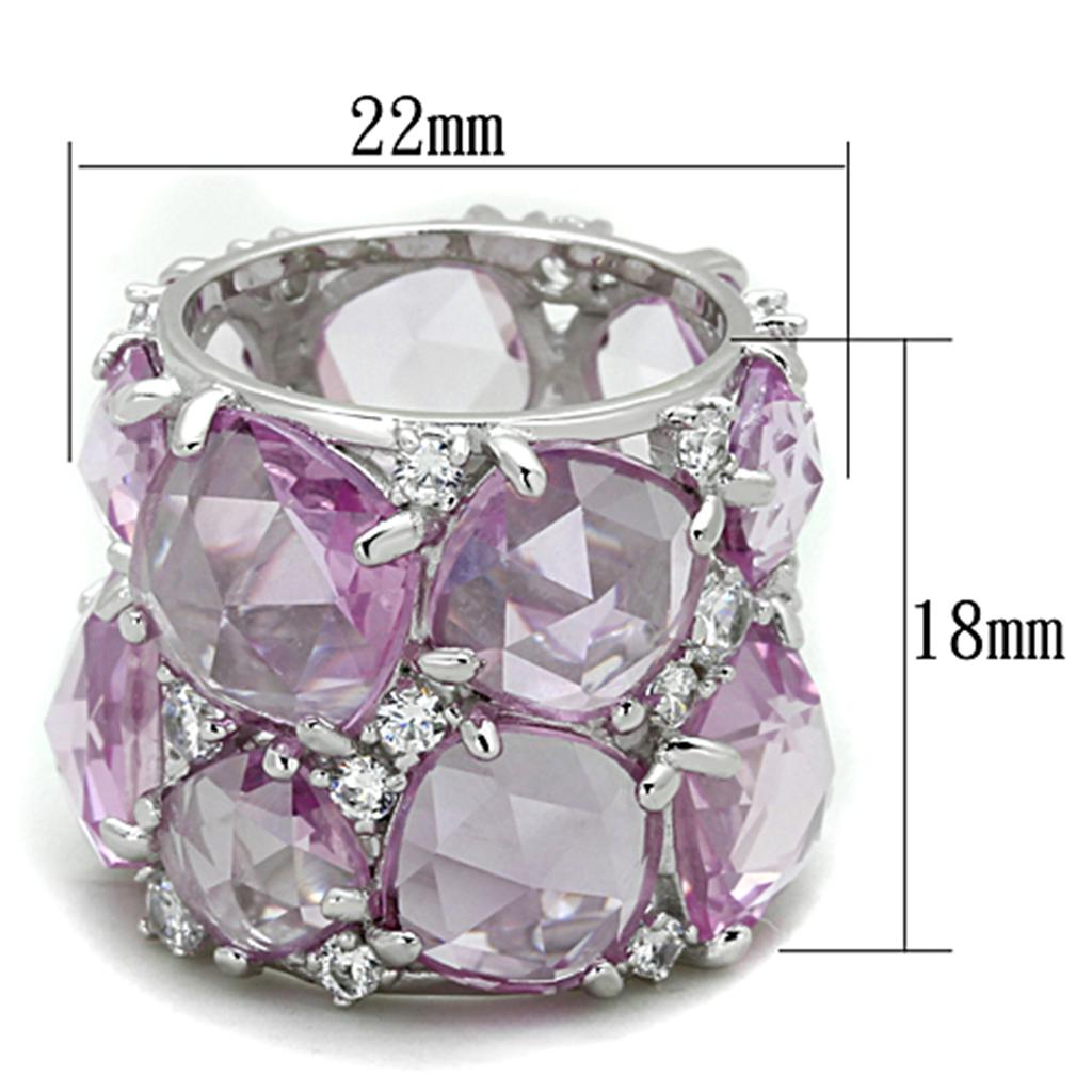 LOS768 - Rhodium 925 Sterling Silver Ring with Synthetic Corundum in Light Rose Alamode