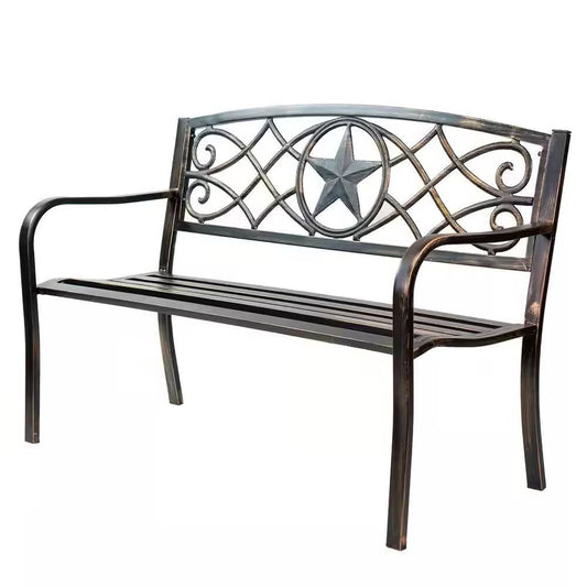 Powder Coated Steel 4-ft. Outdoor Patio Garden Bench in Bronze Metal Finish FastFurnishings