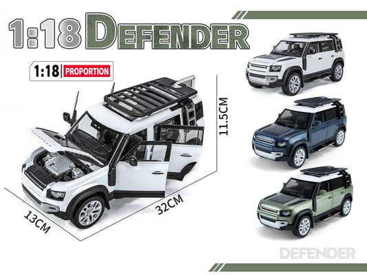 Land Rover Defender 110 Blue Metallic with White Top and Roof Rack 1/18 Diecast Model Car by Heimanba Heimanba
