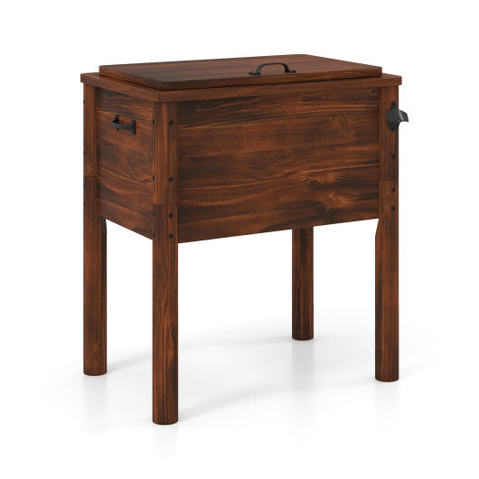 54QT Large Capacity Wooden Cooler with Built-in Opener