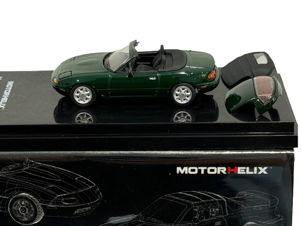 Mazda MX-5 Miata (NA) Convertible British Racing Green 1/64 Diecast Model Car by MotorHelix Motorhelix