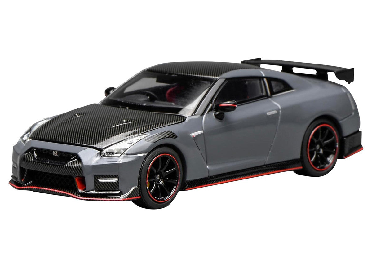 2022 Nissan GT-R Nismo (R35) RHD (Right Hand Drive) Stealth Gray with Carbon Hood and Top "Senior 64" Series 1/64 Diecast Model Car by MotorHelix Motorhelix