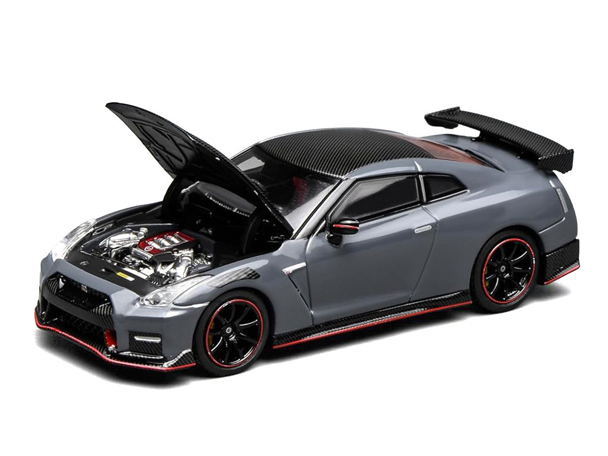 2022 Nissan GT-R Nismo (R35) RHD (Right Hand Drive) Stealth Gray with Carbon Hood and Top "Senior 64" Series 1/64 Diecast Model Car by MotorHelix Motorhelix