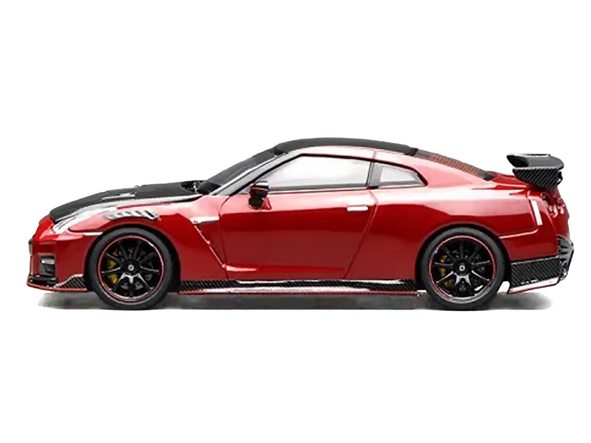 2022 Nissan GT-R Nismo (R35) RHD (Right Hand Drive) Vibrant Red with Carbon Hood and Top "Senior 64" Series 1/64 Diecast Model Car by MotorHelix Motorhelix