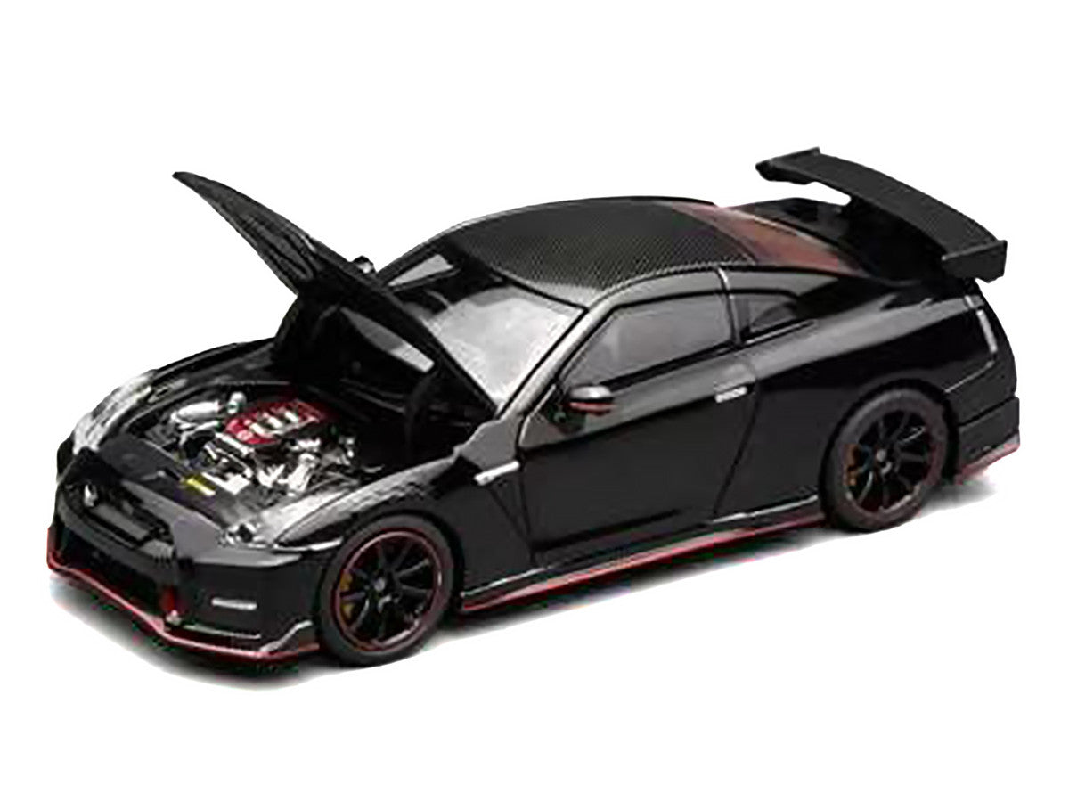 2022 Nissan GT-R Nismo (R35) RHD (Right Hand Drive) Meteor Flake Black Pearl with Carbon Hood and Top "Senior 64" Series 1/64 Diecast Model Car by MotorHelix Motorhelix