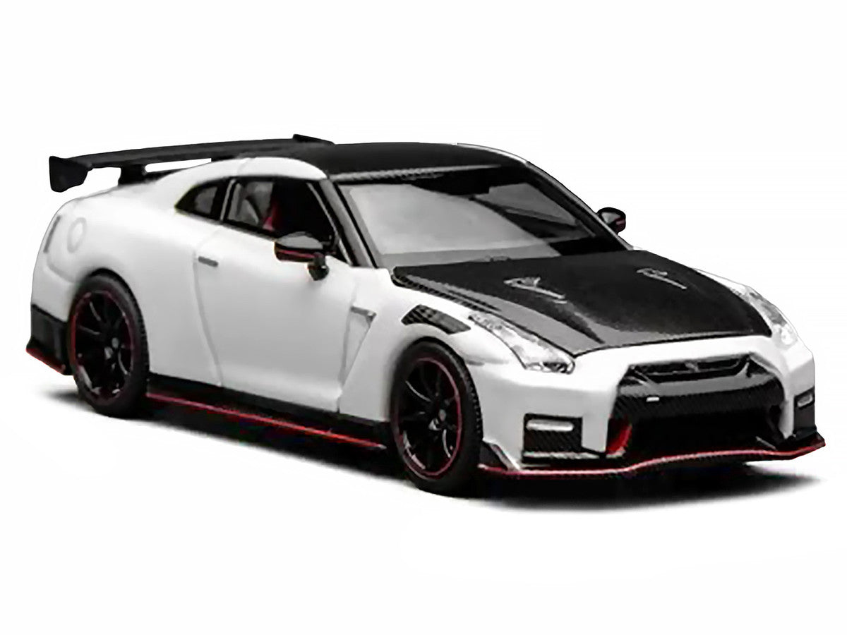 2022 Nissan GT-R Nismo (R35) RHD (Right Hand Drive) Brilliant White Pearl with Carbon Hood and Top "Senior 64" Series 1/64 Diecast Model Car by MotorHelix Motorhelix