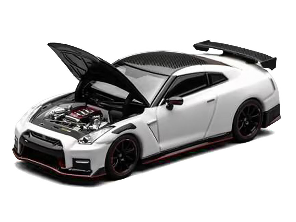 2022 Nissan GT-R Nismo (R35) RHD (Right Hand Drive) Brilliant White Pearl with Carbon Hood and Top "Senior 64" Series 1/64 Diecast Model Car by MotorHelix Motorhelix