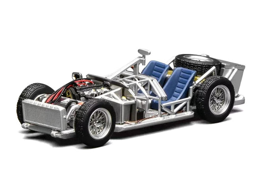 Spaceframe with Engine Raw Metal 1/64 Diecast Model Car by MotorHelix Motorhelix