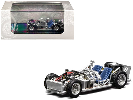 Spaceframe with Engine Raw Metal 1/64 Diecast Model Car by MotorHelix Motorhelix