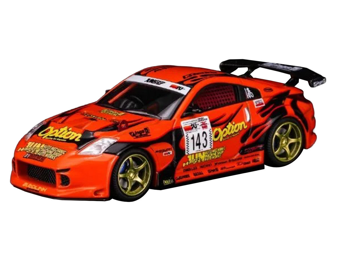 Nissan Fairlady Z RHD (Right Hand Drive) #143 "Option Stream Z" Orange with Graphics 1/64 Diecast Model Car by MotorHelix Motorhelix