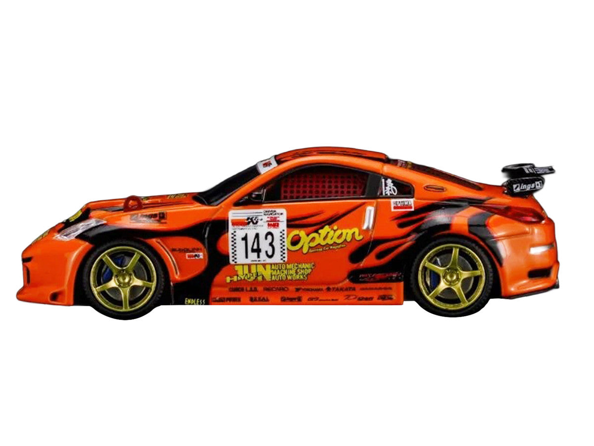 Nissan Fairlady Z RHD (Right Hand Drive) #143 "Option Stream Z" Orange with Graphics 1/64 Diecast Model Car by MotorHelix Motorhelix