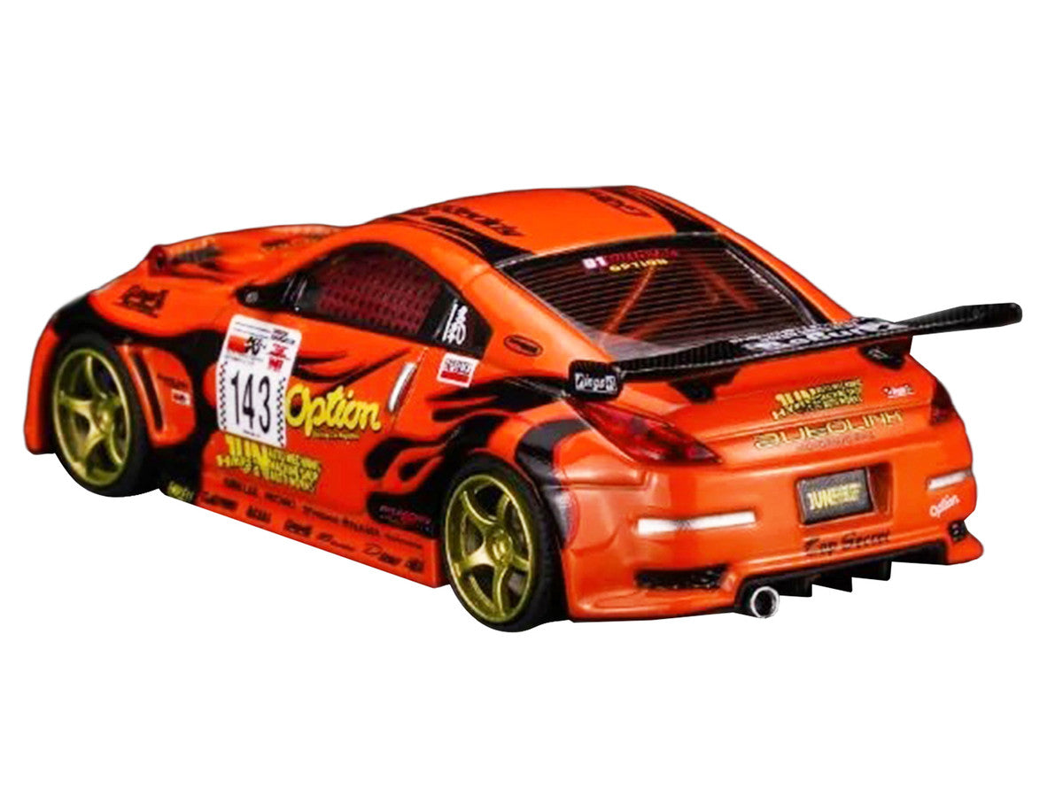 Nissan Fairlady Z RHD (Right Hand Drive) #143 "Option Stream Z" Orange with Graphics 1/64 Diecast Model Car by MotorHelix Motorhelix