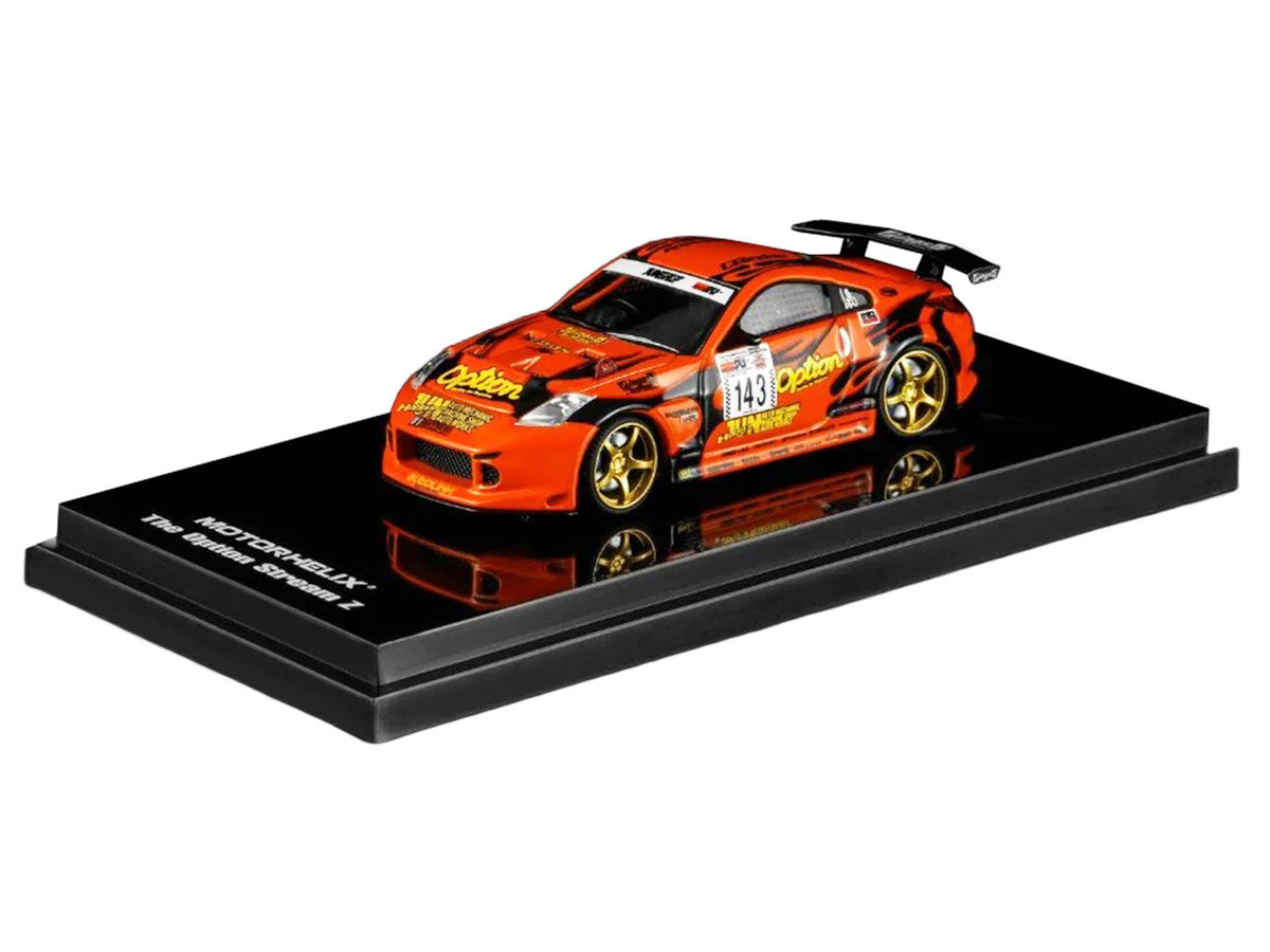 Nissan Fairlady Z RHD (Right Hand Drive) #143 "Option Stream Z" Orange with Graphics 1/64 Diecast Model Car by MotorHelix Motorhelix