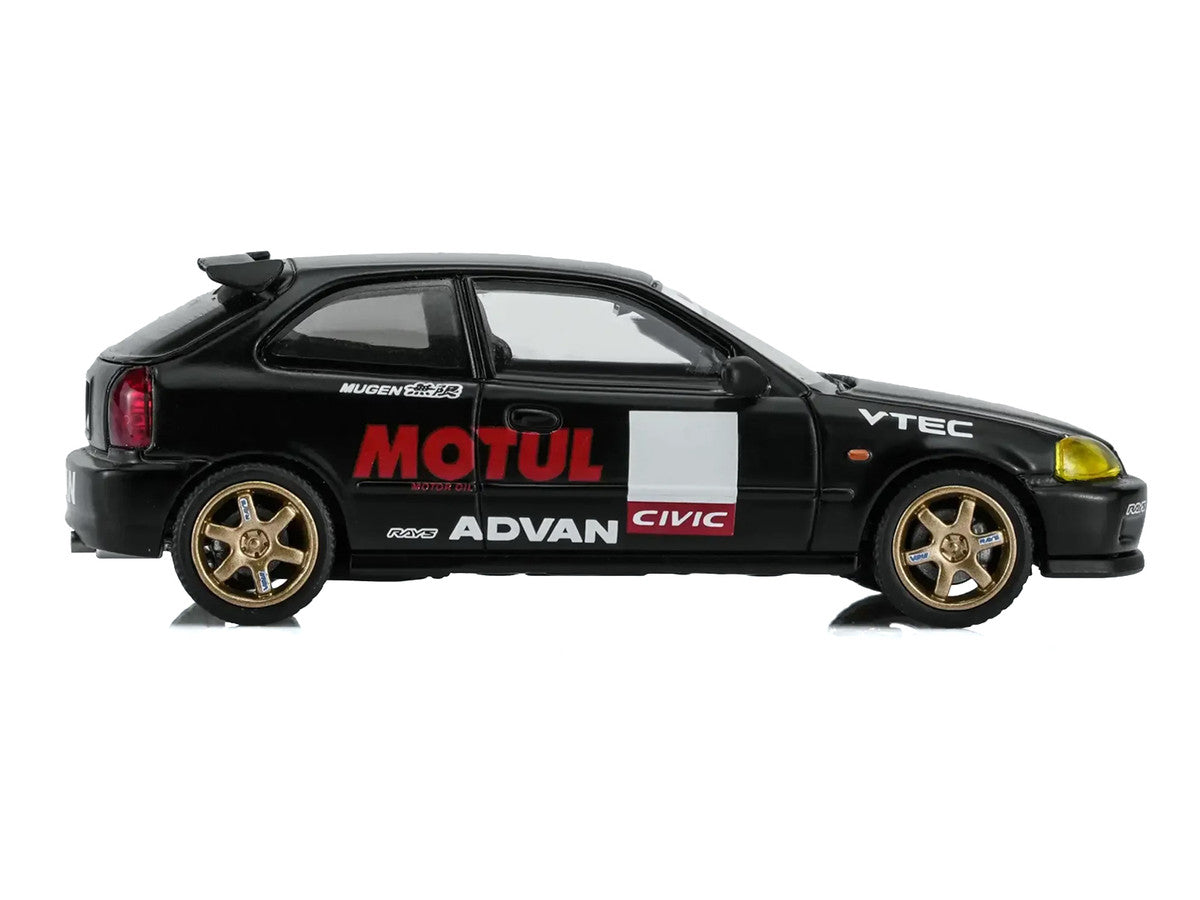 Honda Civic Type R (EK9) RHD (Right Hand Drive) "No Good Racing - Motul" Matt Black 1/64 Diecast Model Car by MotorHelix Motorhelix