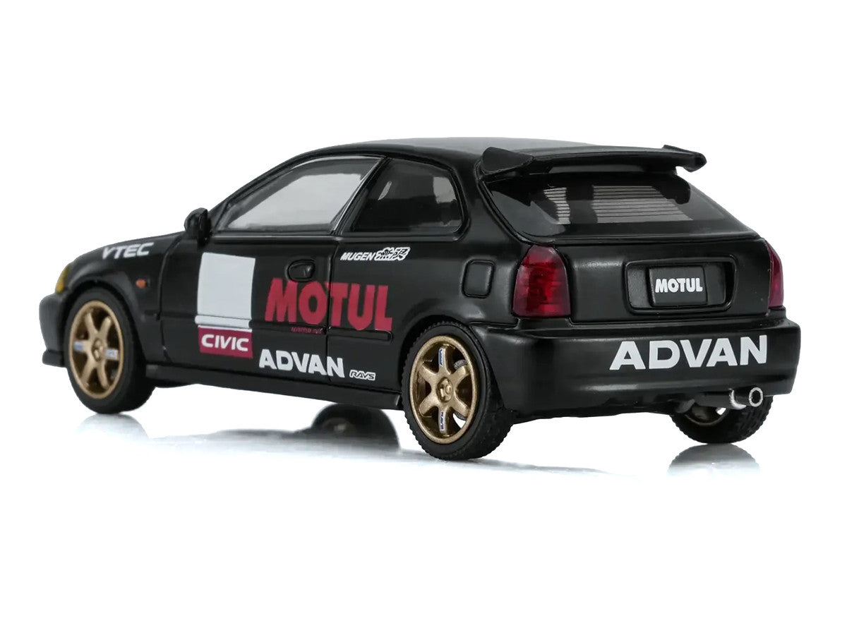 Honda Civic Type R (EK9) RHD (Right Hand Drive) "No Good Racing - Motul" Matt Black 1/64 Diecast Model Car by MotorHelix Motorhelix