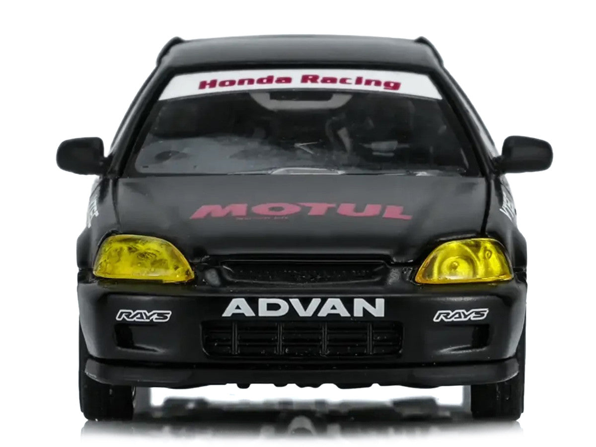 Honda Civic Type R (EK9) RHD (Right Hand Drive) "No Good Racing - Motul" Matt Black 1/64 Diecast Model Car by MotorHelix Motorhelix
