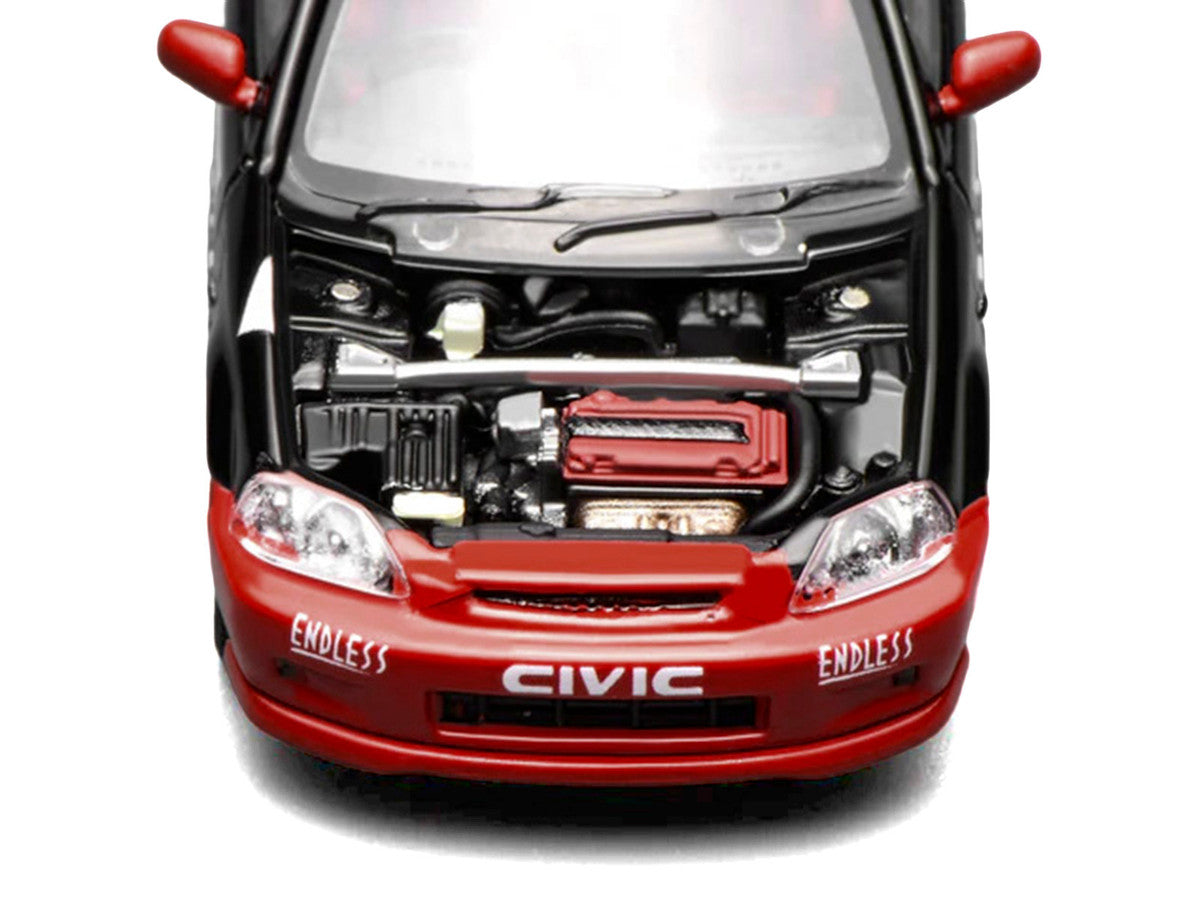 Honda Civic Type R (EK9) RHD (Right Hand Drive) #60 "Advan" Black and Red 1/64 Diecast Model Car by MotorHelix-1