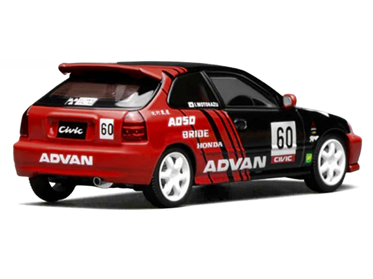 Honda Civic Type R (EK9) RHD (Right Hand Drive) #60 "Advan" Black and Red 1/64 Diecast Model Car by MotorHelix-2