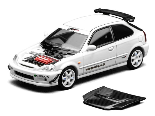 Honda Civic Type R (EK9) RHD (Right Hand Drive) "J's Racing" White 1/64 Diecast Model Car by MotorHelix Motorhelix