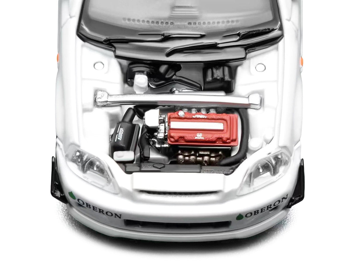 Honda Civic Type R (EK9) RHD (Right Hand Drive) "J's Racing" White 1/64 Diecast Model Car by MotorHelix Motorhelix