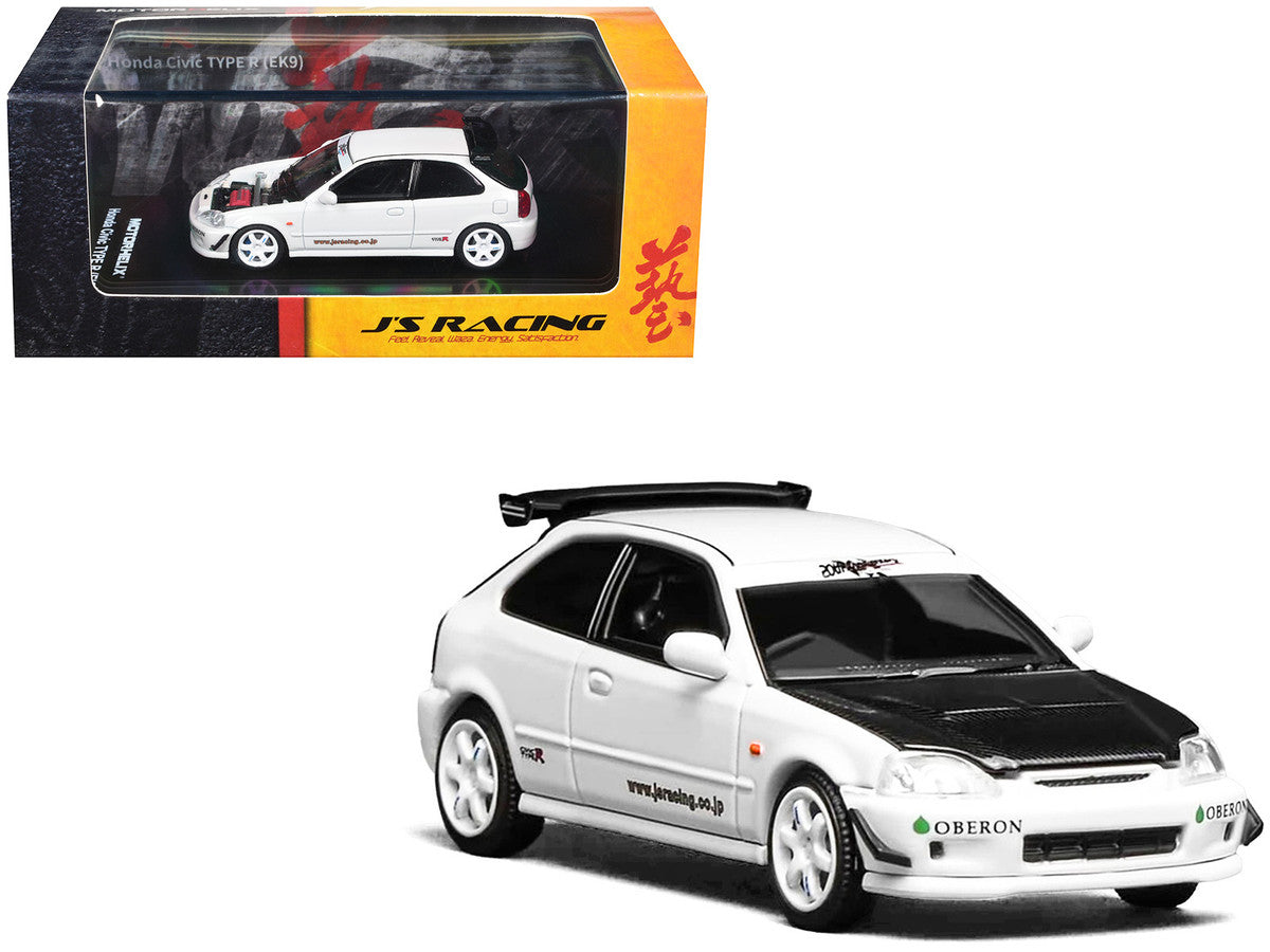 Honda Civic Type R (EK9) RHD (Right Hand Drive) "J's Racing" White 1/64 Diecast Model Car by MotorHelix Motorhelix