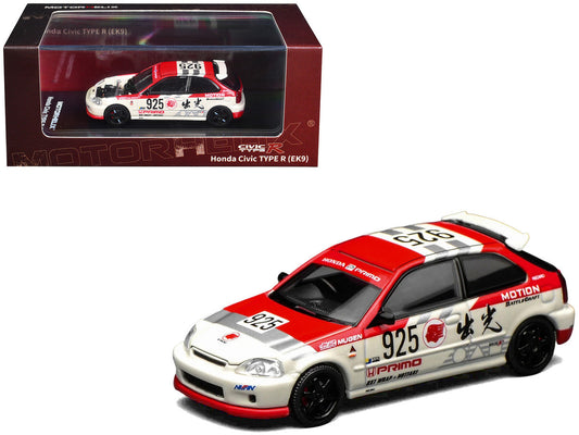 Honda Civic Type R (EK9) RHD (Right Hand Drive) #925 "Idemitsu Motion" White and Red 1/64 Diecast Model Car by MotorHelix Motorhelix