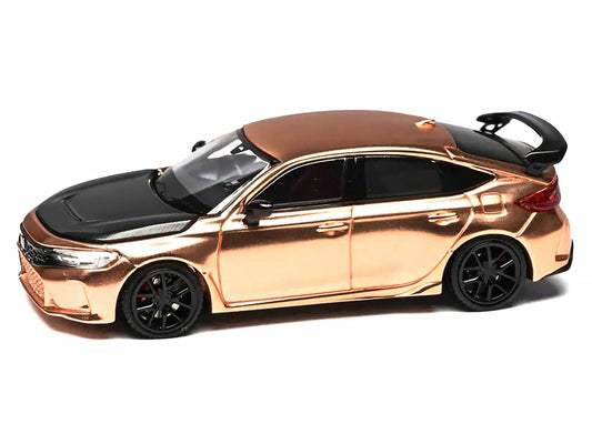 Honda Civic Type R (FL5) RHD (Right Hand Drive) Electroplating Copper Metallic with Carbon Hood "Hong Kong Toycar Salon 2025" "Senior 64" Series Limited Edition to 599 pieces Worldwide 1/64 Diecast Model Car by MotorHelix-1
