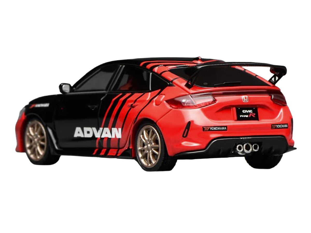 Honda Civic Type R (FL5) RHD (Right Hand Drive) "ADVAN" Black and Red 1/64 Diecast Model Car by MotorHelix-1