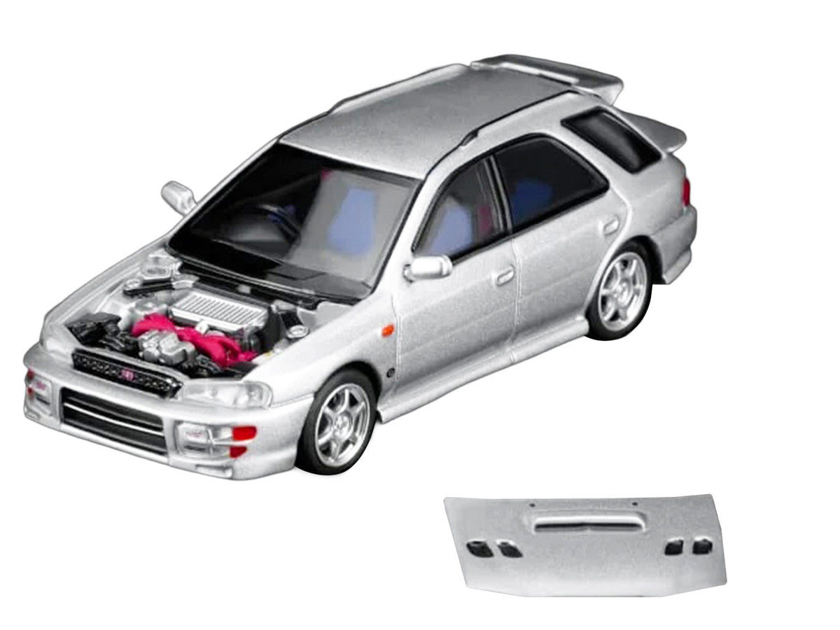 Subaru Impreza WRX STi Wagon Version VI RHD (Right Hand Drive) Arctic Silver Metallic 1/64 Diecast Model Car by MotorHelix Motorhelix