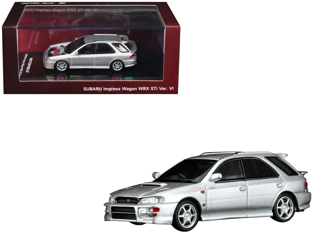 Subaru Impreza WRX STi Wagon Version VI RHD (Right Hand Drive) Arctic Silver Metallic 1/64 Diecast Model Car by MotorHelix Motorhelix