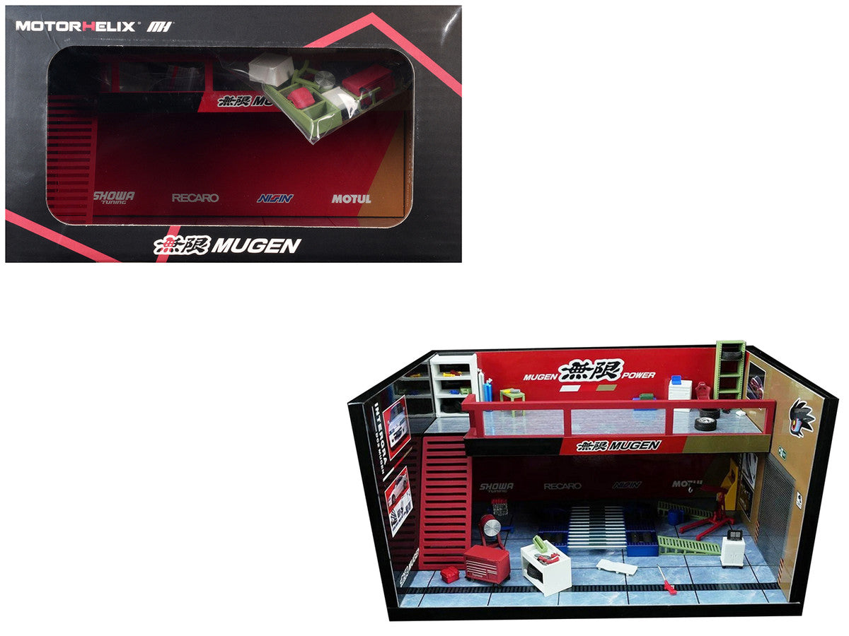 "Mugen Power" Garage Diorama with Accessories 1/64 Model by MotorHelix Motorhelix