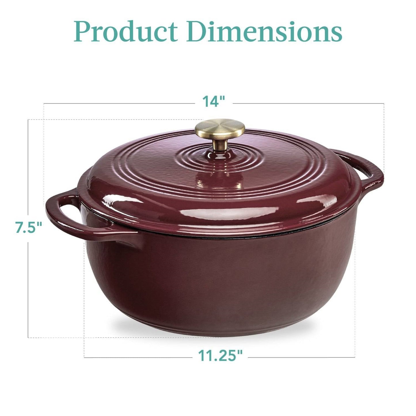 6 Quart Large Maroon Cabernet Red Enamel Cast-Iron Dutch Oven Kitchen Cookware FastFurnishings