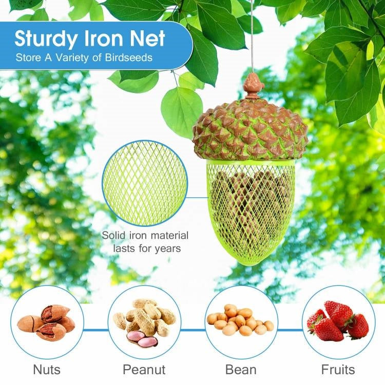 Outdoor Metal Mesh Bird Feeder with Metal Acorn Roof FastFurnishings