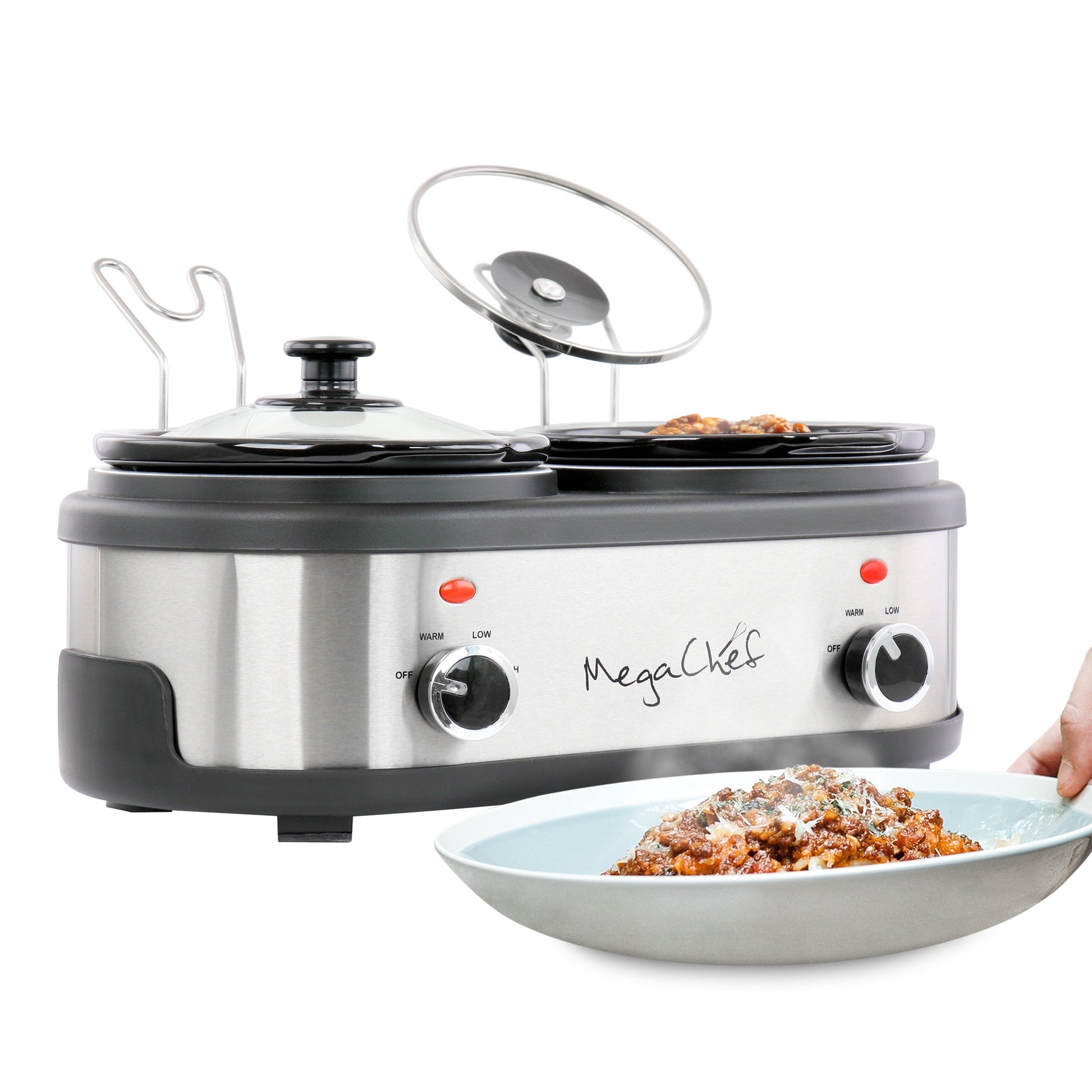 MegaChef Dual 1.5 Quart Crock Buffet Slow Cooker W2B