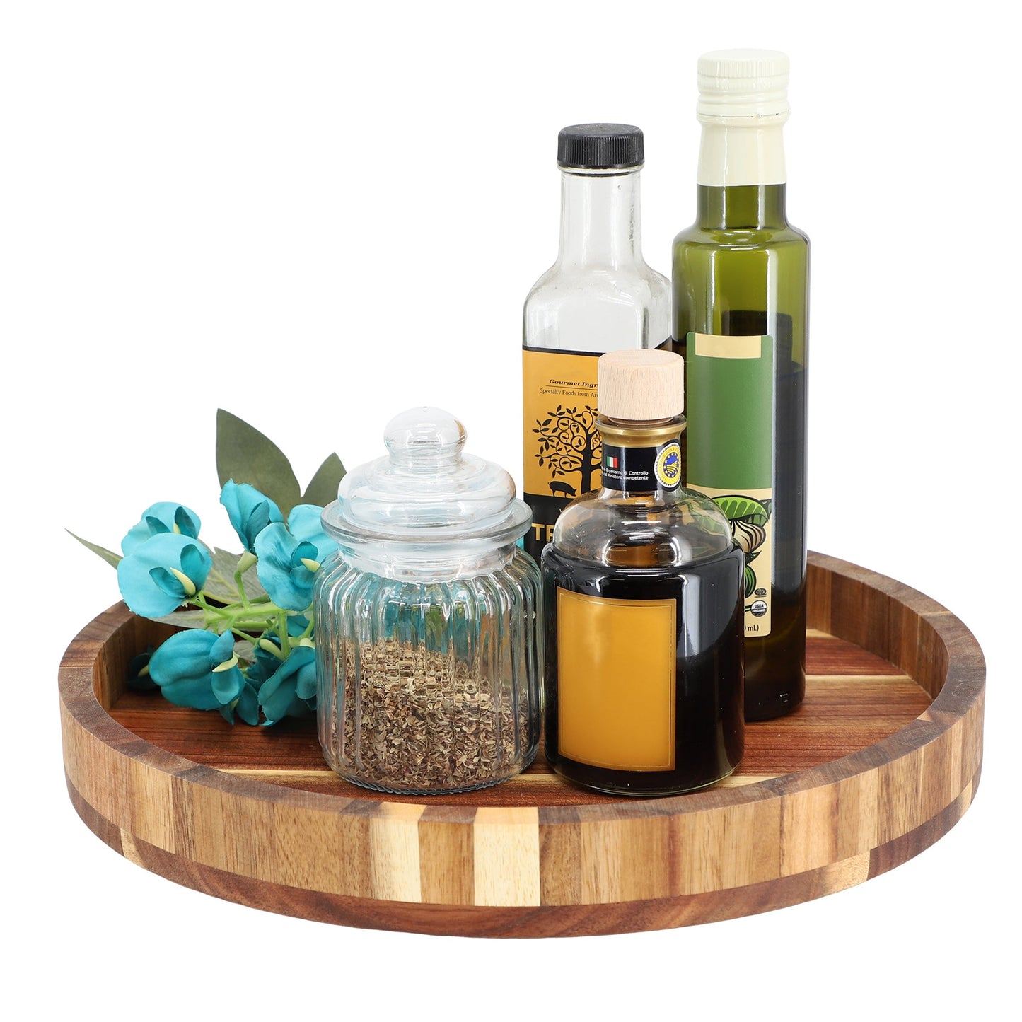 MegaChef 13 Inch Acacia Wood Lazy Susan Tray W2B