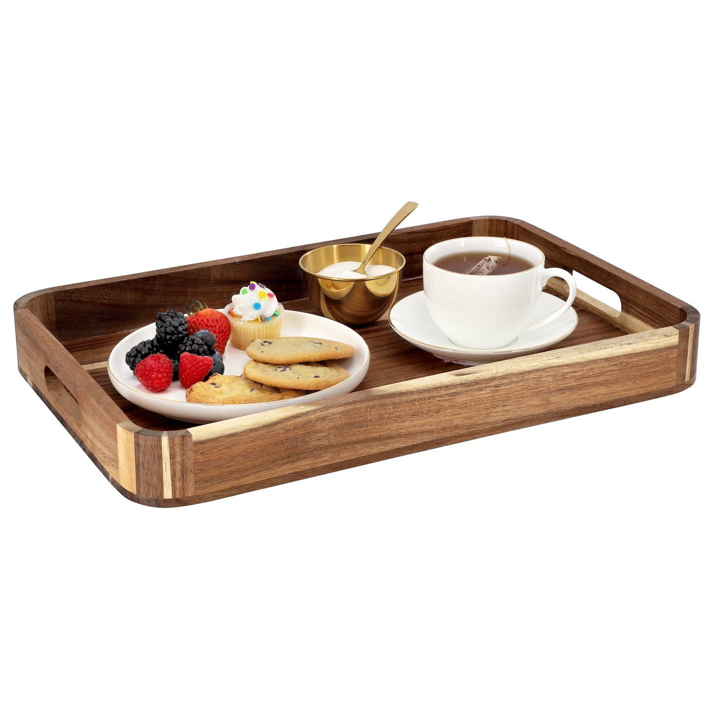 MegaChef Acacia Wood 17.75 x 12 Inch Rectangle Serving Tray W2B