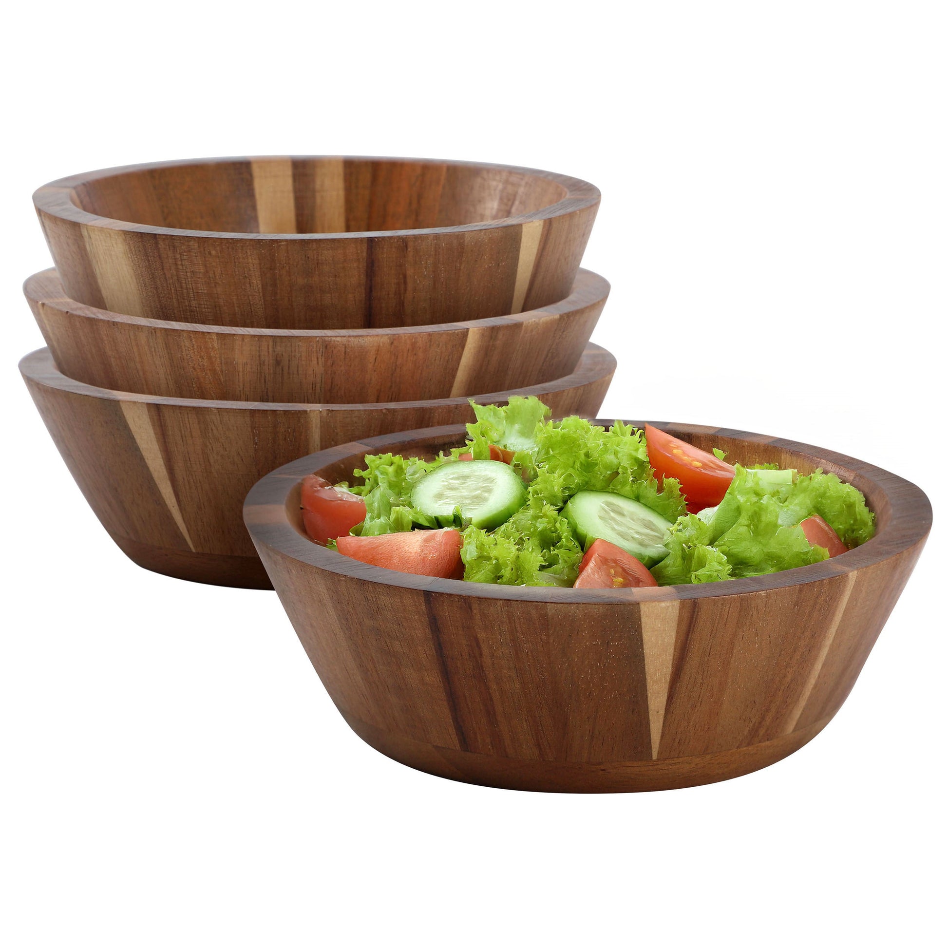 MegaChef 4 Piece 6.75 Inch Acacia Wood Salad Bowl Set W2B